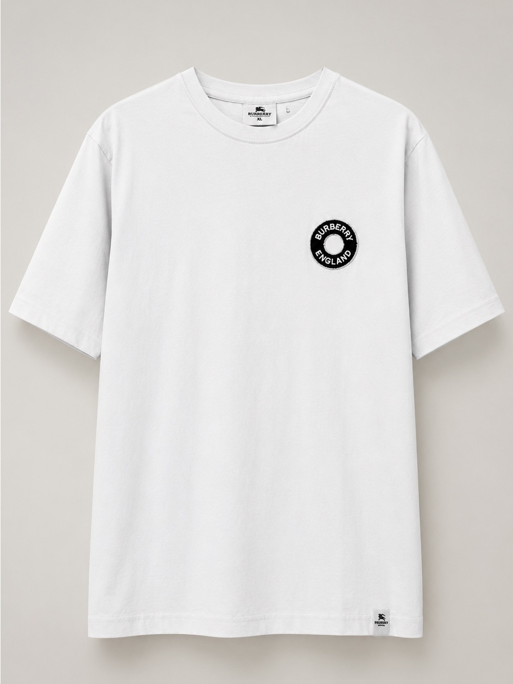 Burberry White Short Sleeve Tee with Black Circular Logo - Picture 1 of 8